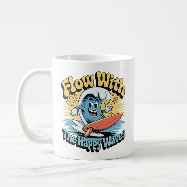 Flödar Med De Glada Vågorna Retro Surf-mugg Kaffemugg (Vänster)