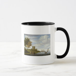 Flodbred flodmynning med ett slott mugg