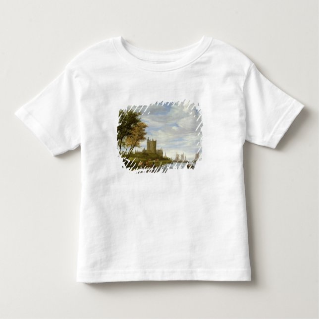 Flodbred flodmynning med ett slott t shirt (Framsida)