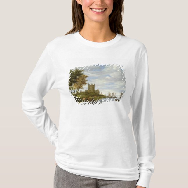 Flodbred flodmynning med ett slott tee (Framsida)