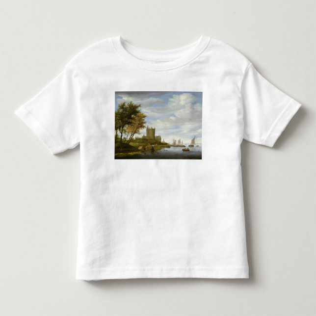 Flodbred flodmynning med ett slott tee (Framsida)