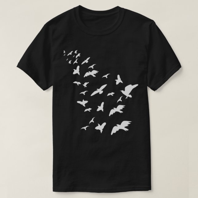 Flöde av fåglar som flyger fågelskyddsgåva 1 t shirt (Design framsida)