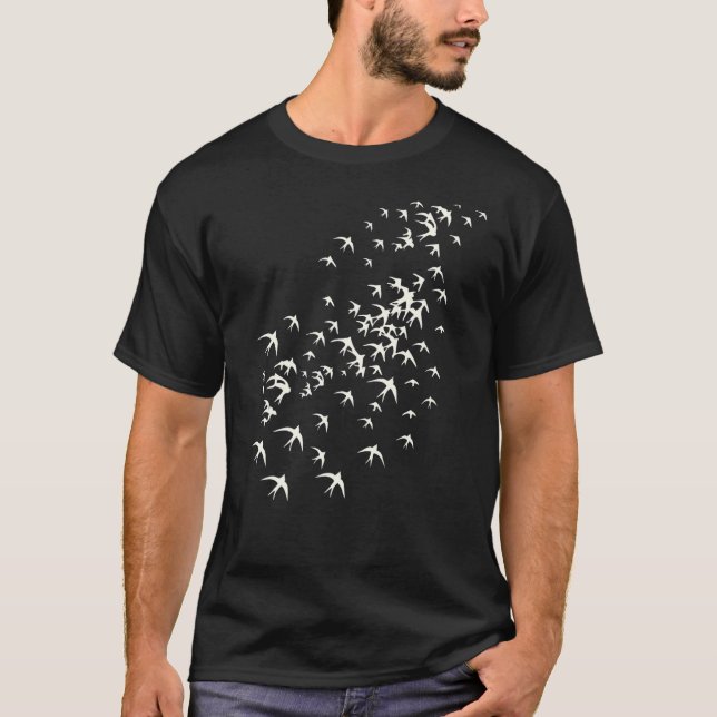 Flöde av fåglar som flyger naturen och fågelgrafik t shirt (Framsida)