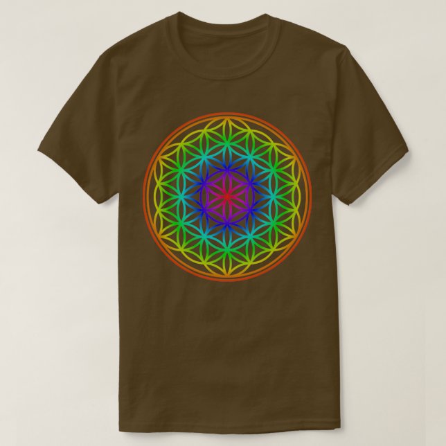 Flöde av Life Rainbow Färg Helig Geometry T Shirt (Design framsida)