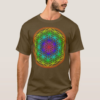 Flöde av Life Rainbow Färg Helig Geometry T Shirt
