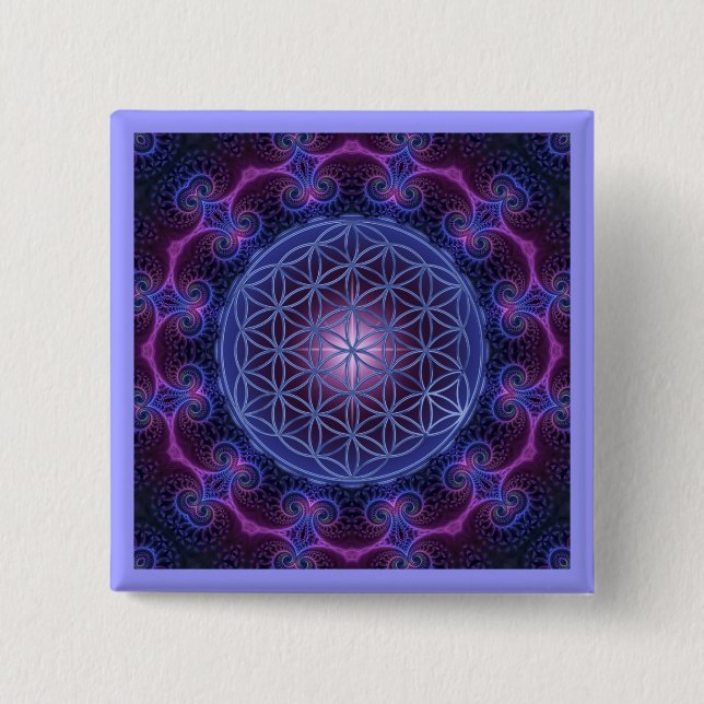 FLÖDE AV LIV/Blume des Lebens Mandala II Square Knapp (Framsida)