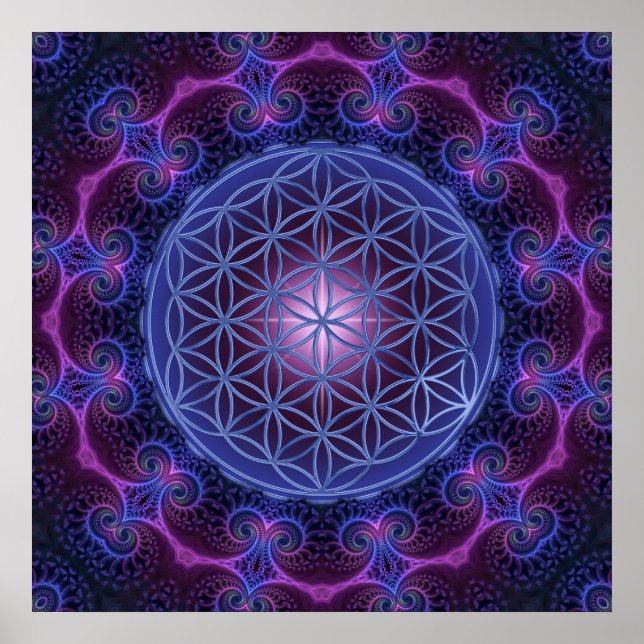 FLÖDE AV LIV/Blume des Lebens Mandala II Square Poster (Framsidan)