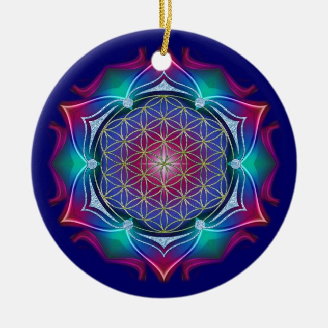 FLÖDE AV LIV/Blume des Lebens - Mandala IV Julgransprydnad Keramik (Framsidan)