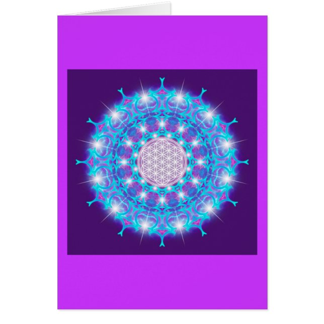 FLÖDE AV LIV/Blume des Lebens Stars Mandala Hälsningskort (Framsidan)