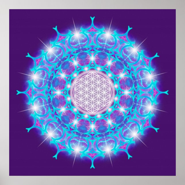 FLÖDE AV LIV/Blume des Lebens Stars Mandala Poster (Framsidan)