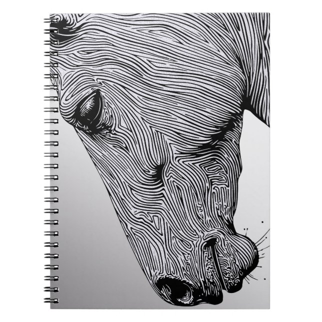 Flöde av Vilden Minimalist Line Art Horse Anteckningsbok (Framsidan)
