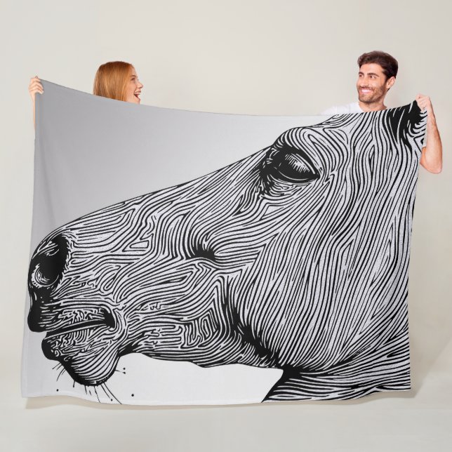 Flöde av Vilden Minimalist Line Art Horse Fleecefilt (På plats)
