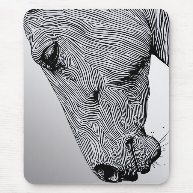 Flöde av Vilden Minimalist Line Art Horse Musmatta (Framsidan)