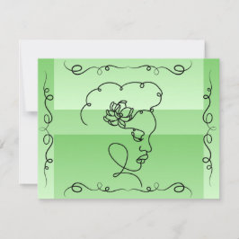Flöde Beauty: Sage Line Art Blank Card Tack Kort