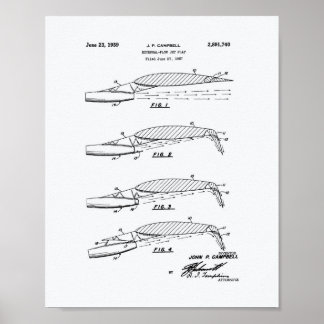 Flöde Jet Flap 1957 Patent Art White Papper Poster