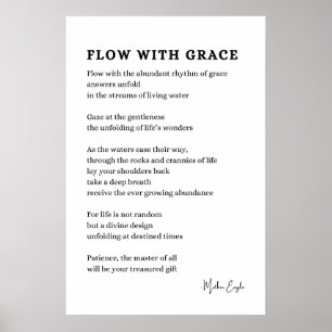Flöde med Grace Faith poetry wall art poster dekor