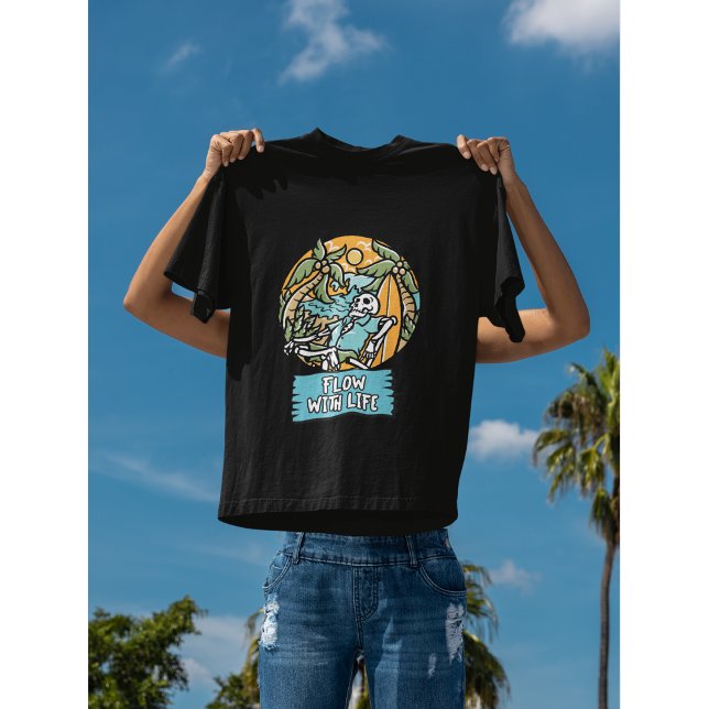 Flöde med Life Skeleton Tropical Summer Vibes T Shirt (Skapare uppladdad)