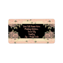 Flöde med Rosa ros-design Adressetikett