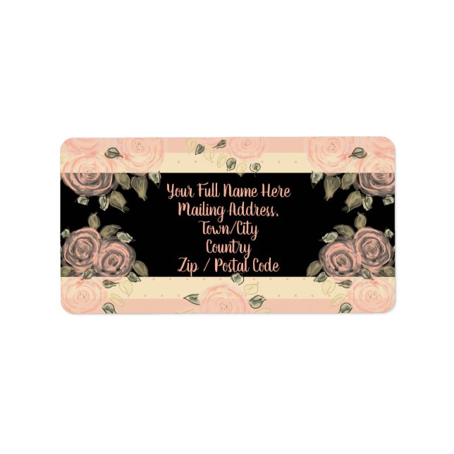Flöde med Rosa ros-design Adressetikett (Framsidan)