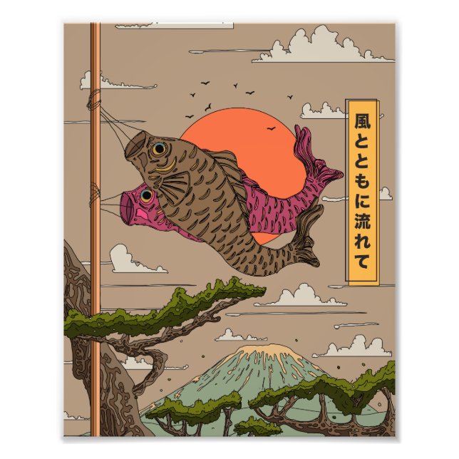 Flöde med Vinden Koinobori Fototryck (Framsidan)