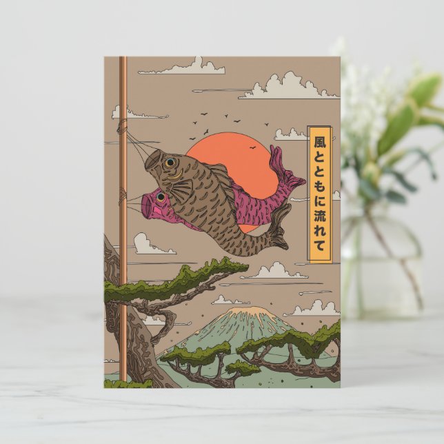 Flöde med Vinden Koinobori Inbjudningar (Stående Fram)