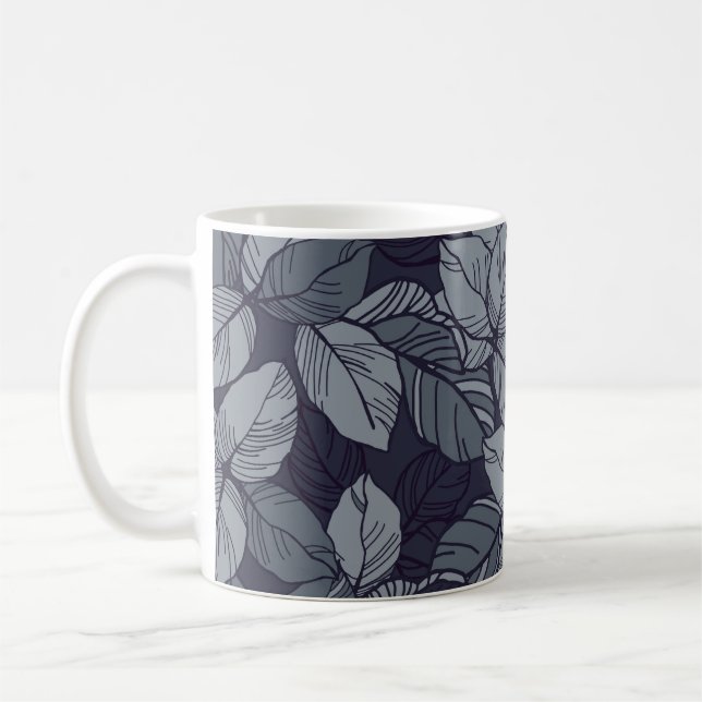 Flöde- och löv-mönster, tropiska, bruna kaffemugg (Vänster)