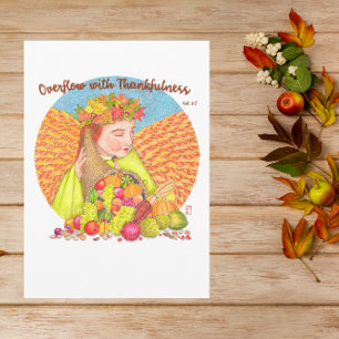 Flöde över med Thankessness-Thanksgiving-kort Helgkort