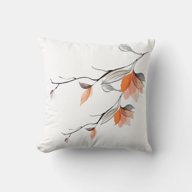 Flöde vattenfärgen Flower Gren Pillow Cover Kudde (Framsida)
