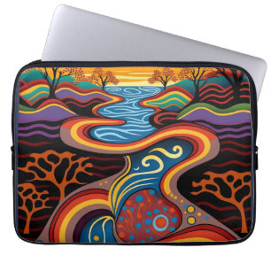 Floden, Aboriginal, drömtid. Laptop Fodral