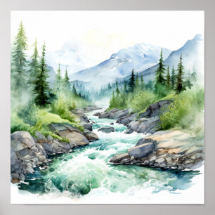 Floden Alaska Watercolor Painting Poster