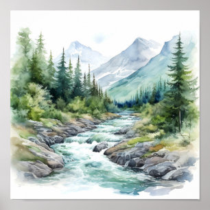 Floden Alaska Watercolor Painting Poster