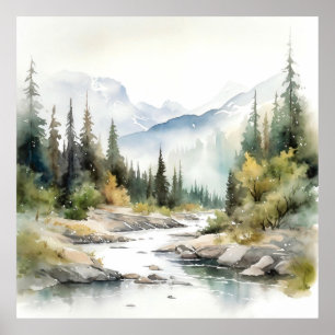 Floden Alaska Watercolor Painting Poster