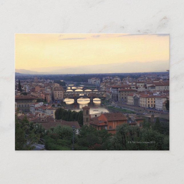 Floden Arno och Ponte Vecchio i Florens. Vykort (Framsida)
