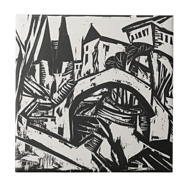 Floden Bank vid Elisabeth av Ernst Ludwig Kirchner Kakelplatta (Framsidan)