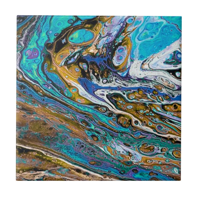 Floden Beach, vatten och stenarnas abstrakt Kakelplatta (Framsidan)