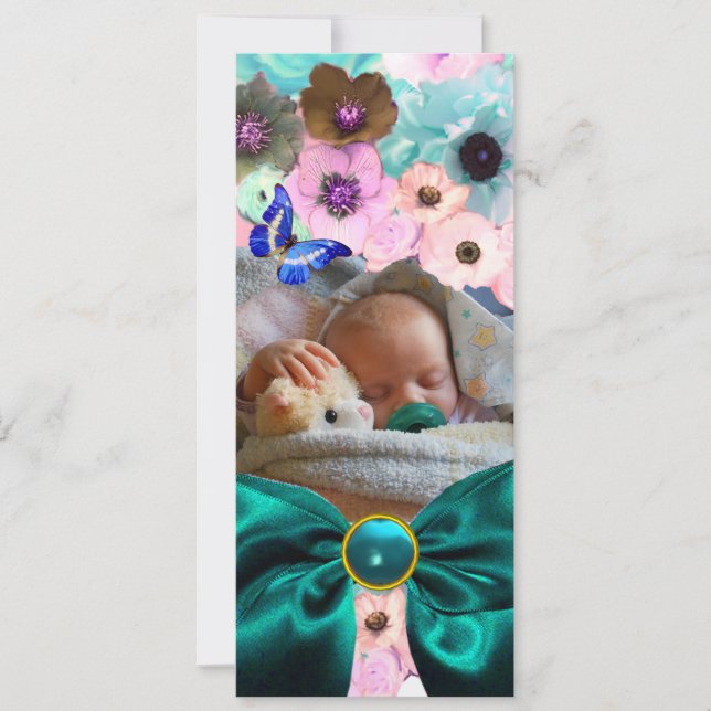 FLÖDEN,BLÅSBLÖMMALL FÖR BLÅSBABY SHOWER FOTO-MALL INBJUDNINGAR (Framsida)