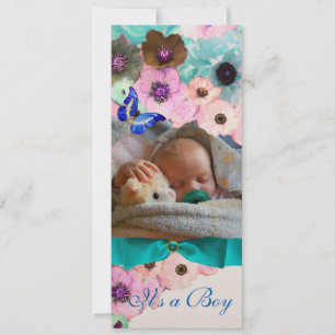 FLÖDEN,BLÅSBLÖMMALL FÖR BLÅSBABY SHOWER FOTO-MALL INBJUDNINGAR