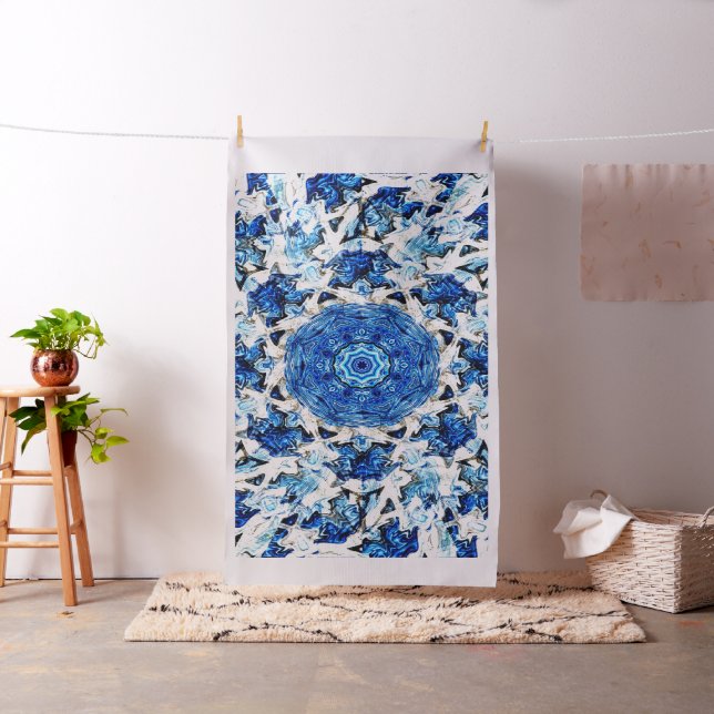 Floden Blue white Black mandala abstrakt Tyg (In Situ)