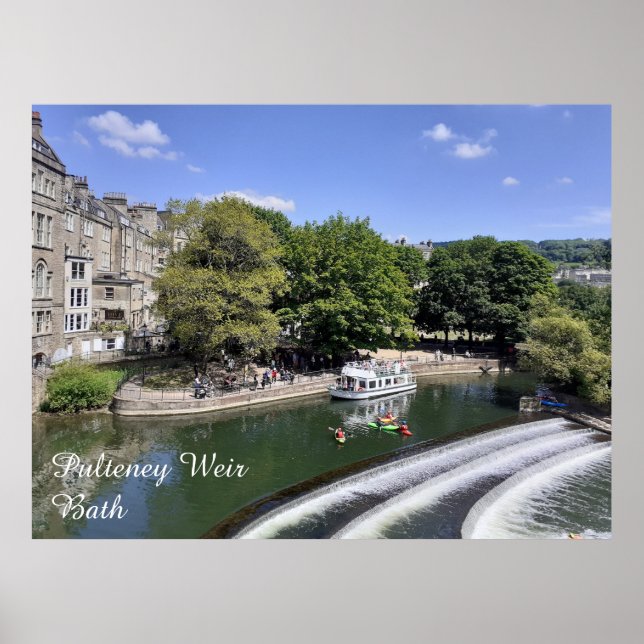 Floden Boat och Kayaking vid Pulteney Weir, Bath Poster (Framsidan)