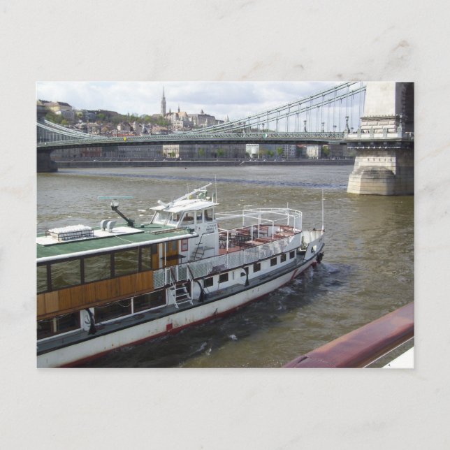 Floden Boat vid Donau Vykort (Framsida)