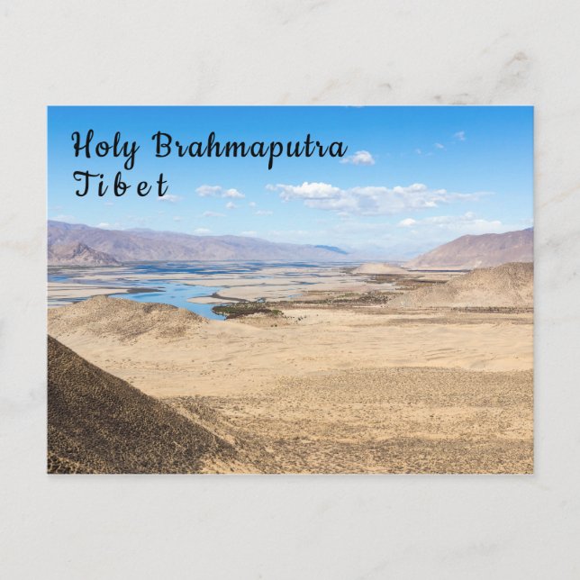 Floden Brahmaputra och ökenlandskapet - Tibet Vykort (Framsida)