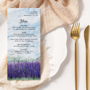 Floden Bröllop Watercolor Lavender Ligge Meny