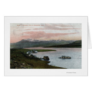 Floden Columbia Riverboat Scene Hälsningskort