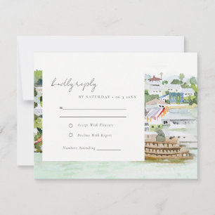 Floden Cruise Land Landcape Bröllop Watercolor OSA Kort