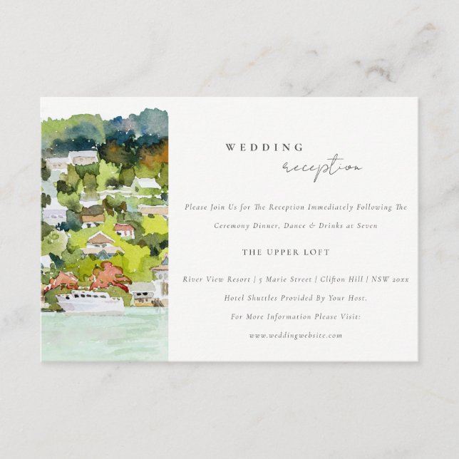 Floden Cruise Land Landcape Wedding Reception Tilläggskort (Framsida)