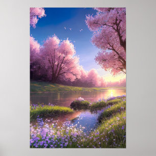 Floden Embraced by Lila Blommars Poster