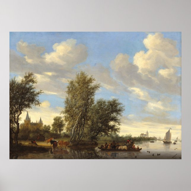 Floden Ferry - Salomon van Ruysdael Fine Art Poste Poster (Framsidan)