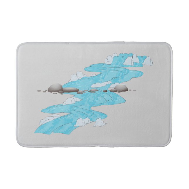 Floden Flowing Bathmat med Blue Vatten och Stone Badrumsmatta (Framsidan)