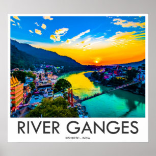Floden Ganges, Rishikesh, Indien Poster
