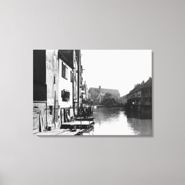 Floden Gera vid Erfurt, Thiringia, c.1910 Canvastryck (Framsida)